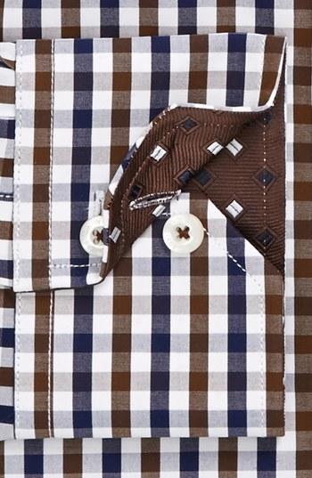 Ternet bomuldsskjorte i hvid og brun